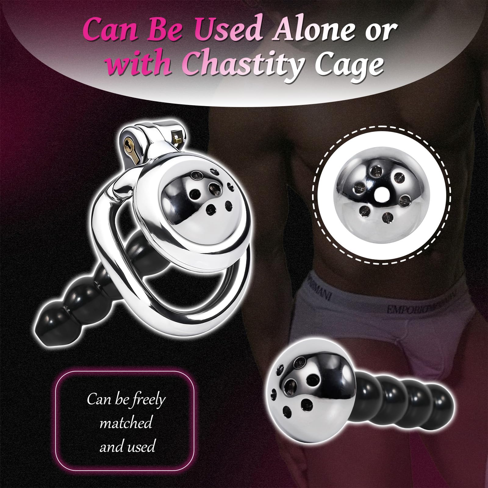 Hollow Penis Plug Catetere Dilatatore Uretrale Gabbia Del Pene Dilatatori Per Uomini Stimolazione Uretrale Gabbia Di Castità Accessori (Black)