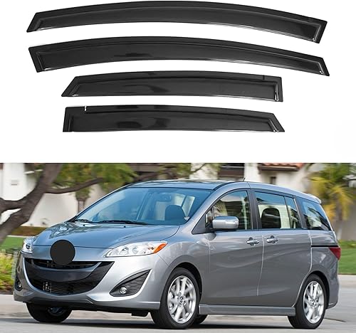 Miniatura 36 de IG - Visera para ventana de automóvil, protector contra la lluvia, el sol y el viento, con cinta adhesiva, deflector extraduradero para ventana