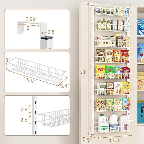 Miniatura 3 de MIAOLI Organizador de despensa sobre la puerta, estante de especias ajustable de 8 niveles, organizador de condimentos colgante para cocina, baño,