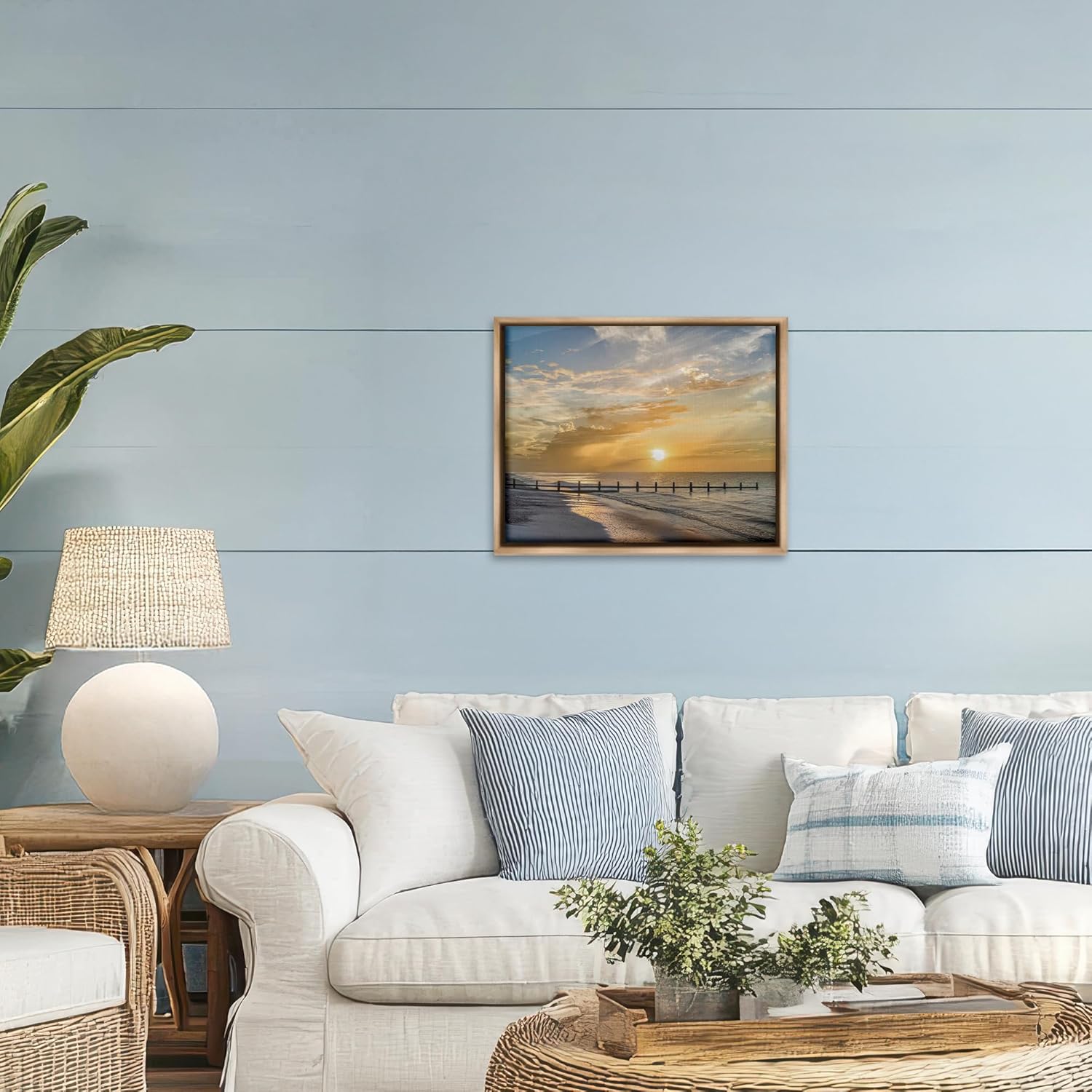 Stupell Industries Sunset Pier Photograph Brown Framed Floater Canvas Wall Art, design by Mike Calascibetta, 17 x 21