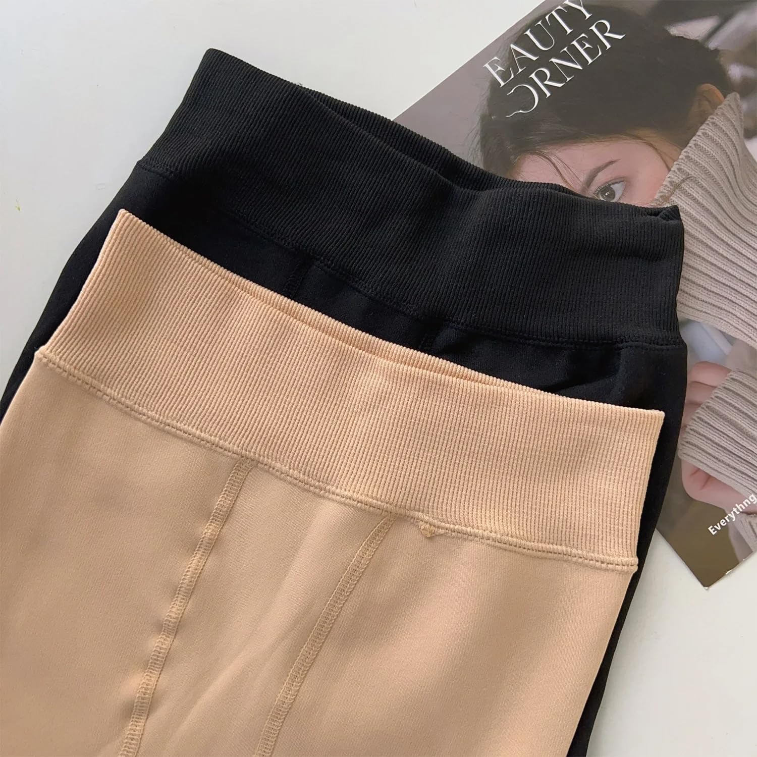 Damskie Legginsy Podszyte Polarem - 2 Szt. Zimowe Ocieplające Rajstopy Rajstopy Damskie Polarowe Skarpetki Wysoki Stan Termiczne Pończochy Ocieplane Spodnie Imitacja Przezroczystych Legginsów Raj