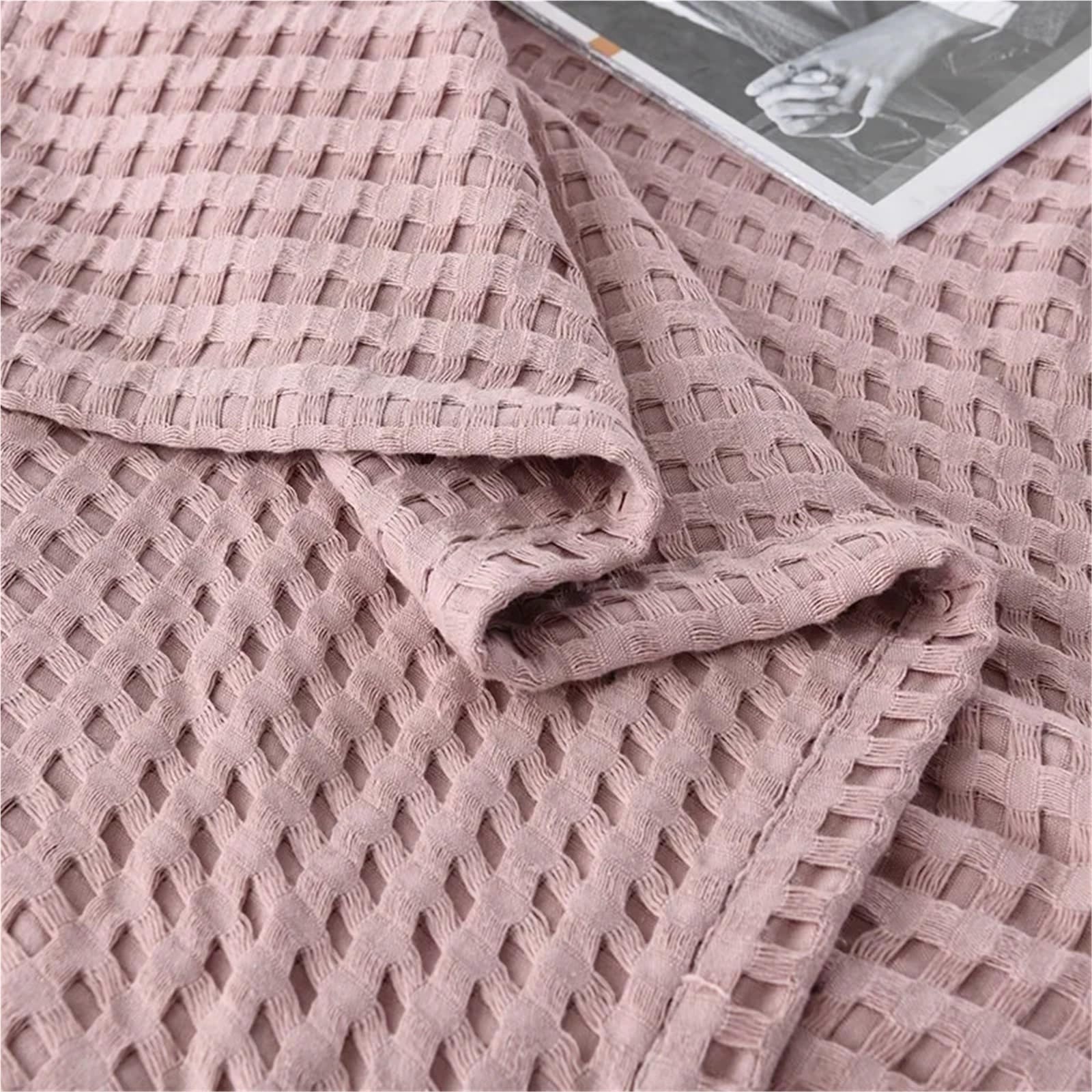 Coperta in mussola di cotone Coperta da letto estiva in cotone scozzese a nido d'ape, copriletto in maglia sottile, trapunta for hotel(Green,100x150cm)