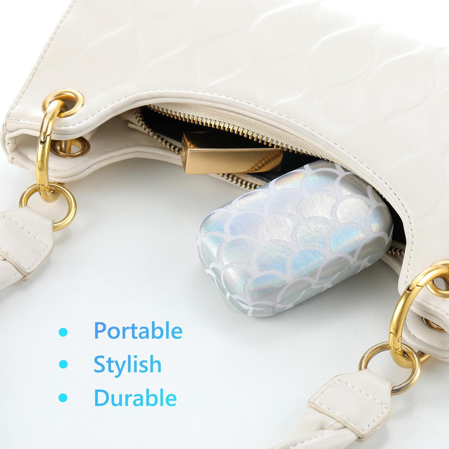 Muf Fish Scale Contact Lens Case,Portable Contact Lens Travel Kit with Mirror,Container,Tweezer,Contact Lens Solution Bottle,Compact Soak Storage Kit for Travel Outdoors Daily Use,Silver Sparkles : Health & Household