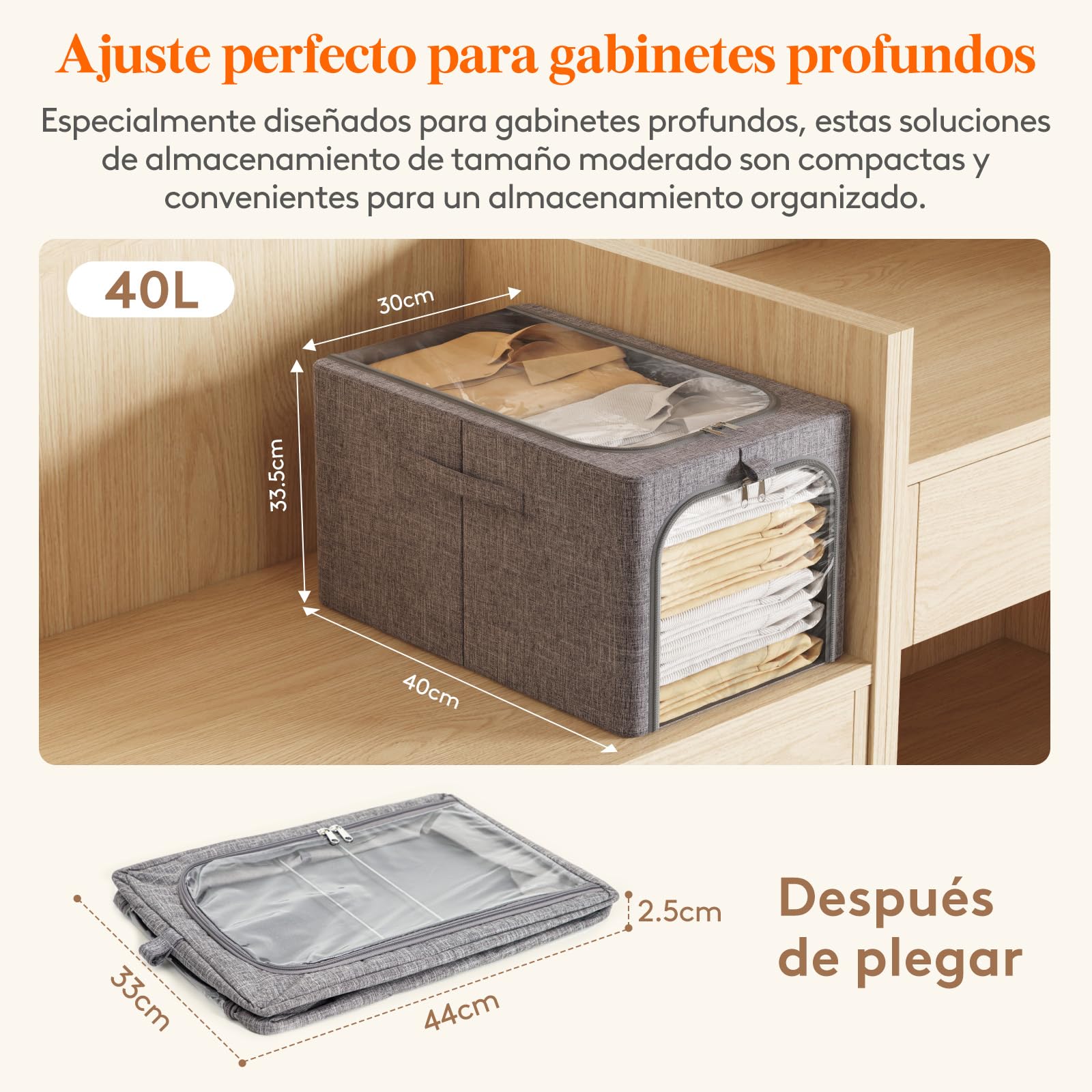 Lifewit - Paquete de 4 contenedores de almacenamiento de ropa con marco de metal, contenedores de almacenamiento de ropa plegables con tapas, cajas de almacenamiento apilables de 40L
