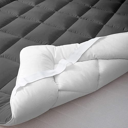 Miniatura 9 de Cubrecolchón tamaño King, bolsillos profundos (8-28 pulgadas de profundidad), funda de algodón de 700 hilos, almohadillas de colchón de 1000 GSM,