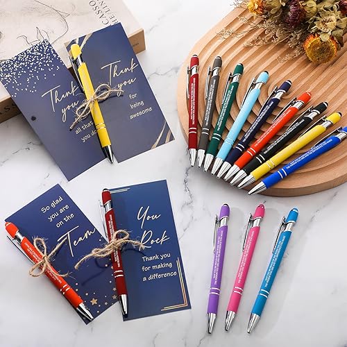 Vista 16 de Qilery Juego de 24 bolígrafos de agradecimiento a los empleados, regalos de tinta negra, bolígrafo inspirador de metal con punta de lápiz