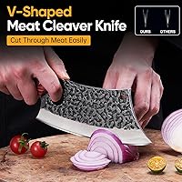 Vista 4 de Juego de Cuchillos de Carnicero, 3 Piezas Cuchilla de Carne Forjada a Mano, Cuchillo de Chef Serbio Afilado y Cuchillos de Cocina y Juego