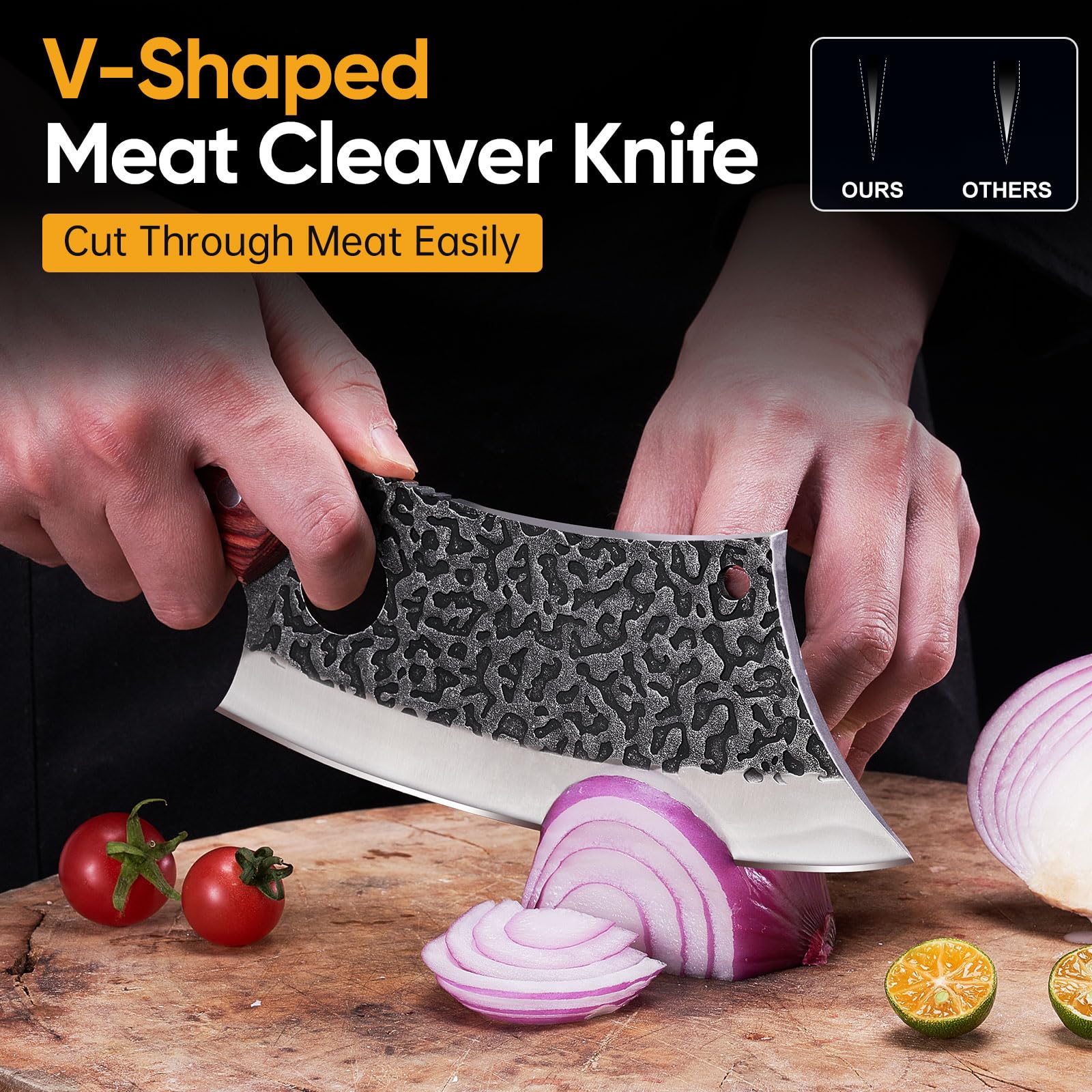 KITNATS 3PCS Hand Forged Butcher Knife Set, Full Tang Viking Kitchen Knives — Amazon image 4