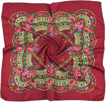 Spring And Autumn Bohemian Style Flowers Head Scarf Shawl,FJj70x70cm Russian And Ukrainian Style Square Shawls Scarves