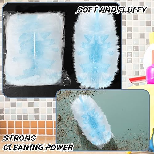 Miniatura 34 de Vesici 100 piezas de repuesto de plumero compatibles con Swiffer Dusters desechables a granel, repuesto grueso con 1 mango resistente para limpieza