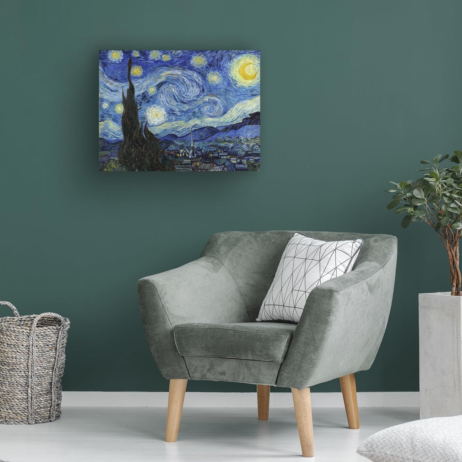 Wrapped Canvas Wall Art - Vincent Van Gogh 'Starry Night' Wall Art for Living Room, Bedroom, or Office Décor - 35x47
