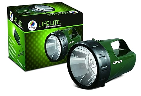 Wipro Lifelite CL0004 3-Watt Rechargeable LED Torch, Multicolour, 18/10 Steel, Pack of 1