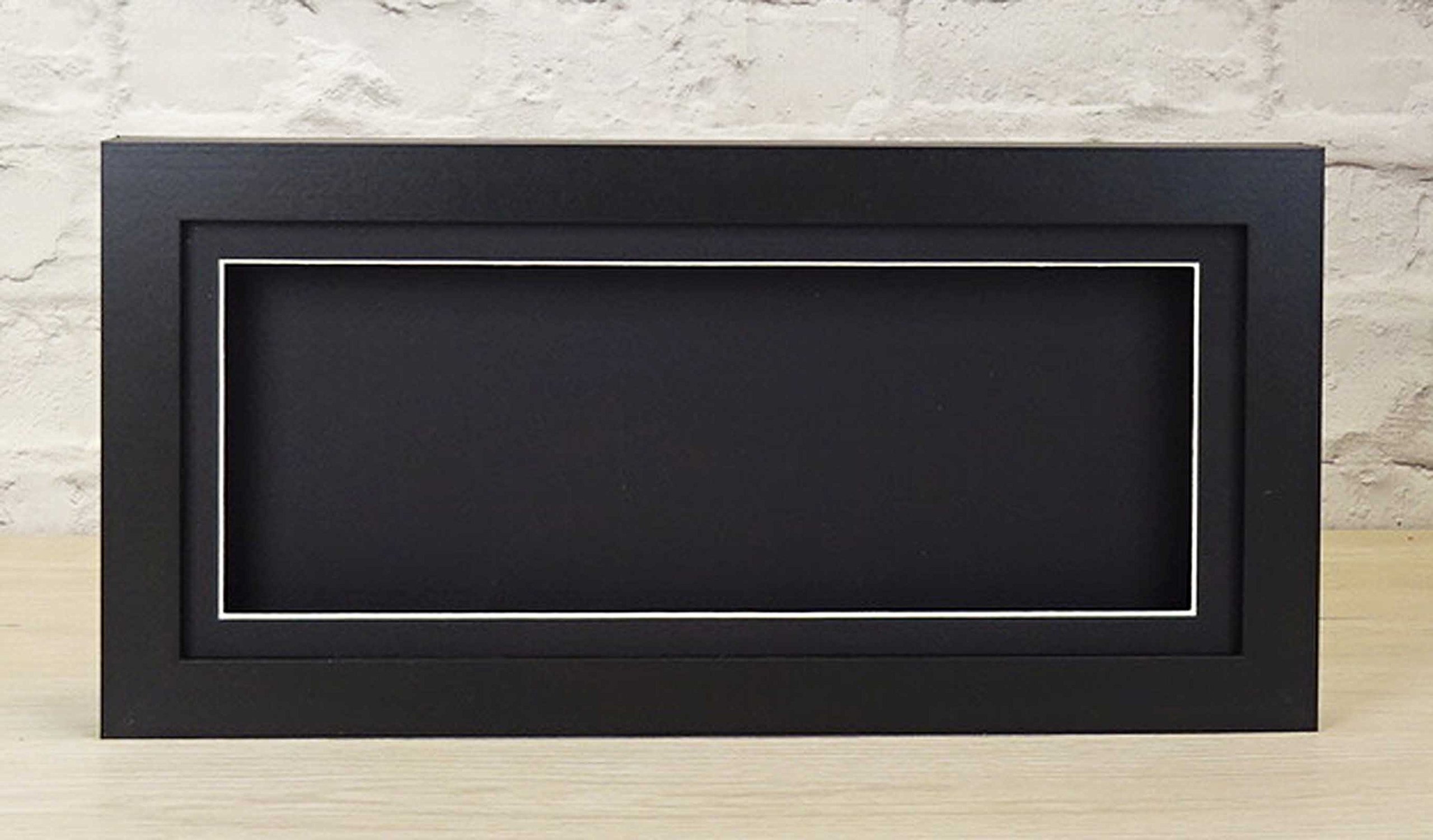 Black 3D 1" Cube Range Deep Box Shadow Frame Memory Box Display Case Medals -20x8 inch-Black