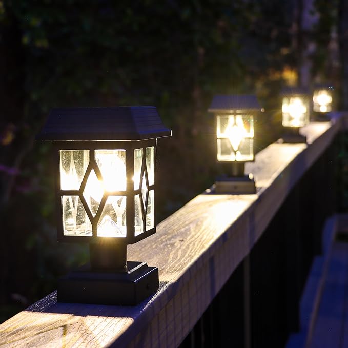 Gama Sonic Gama Sonic Luna II Outdoor Solar Light for Column Cap Lamp and Fence Posts, 2-Pack, Pier Mount or 4x4 Mount, Black Cast Heavy-Duty Aluminum, 84BP250011 photo 5