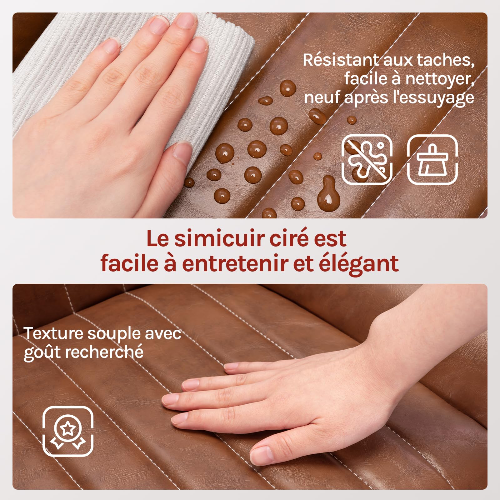 WOLTU Tabouret Bar, Chaise Haute Cuisine, Réglable en Hauteur, avec Accoudoirs et Dossier, Siège Rembourré, pour Ilôt Central Cuisine, Bar, Restaurant, en Faux Cuir Ciré + Métal, Brun