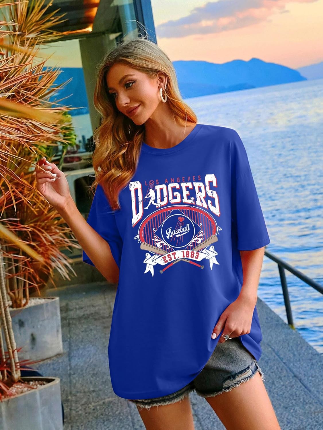 Baseball Shirts for Women Oversized Game Day Sports Fan Shirt Baseball Mama Casual Short Sleeve Tee - Image 4