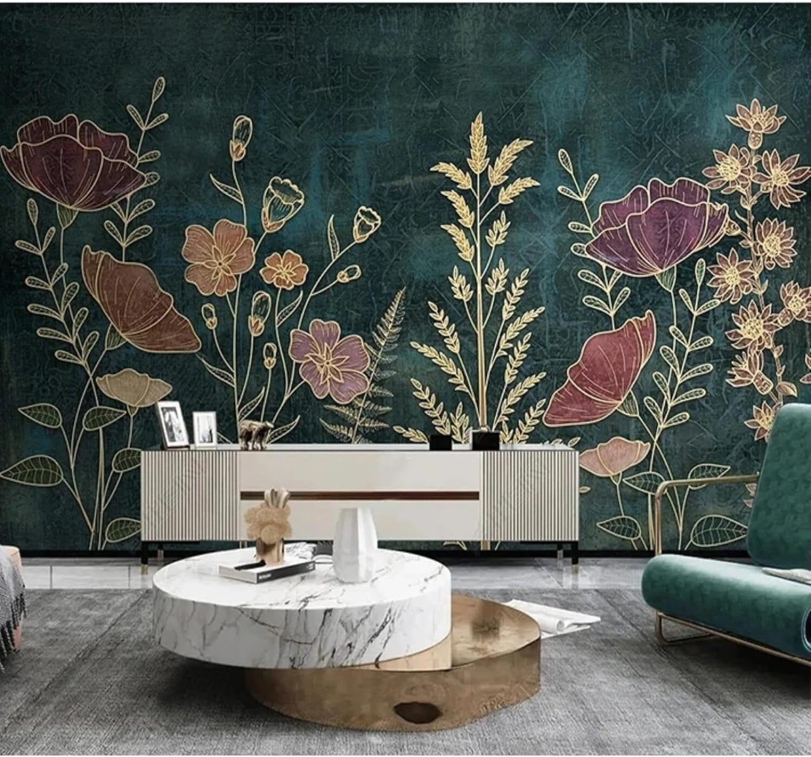XLMING Retro Hand Drawn Plants Flowers Art 3D Wallpaper Luxury Home Dining Decor Paste Sofa Living Room The Wall for Bedroom Mural-300cm×210cm