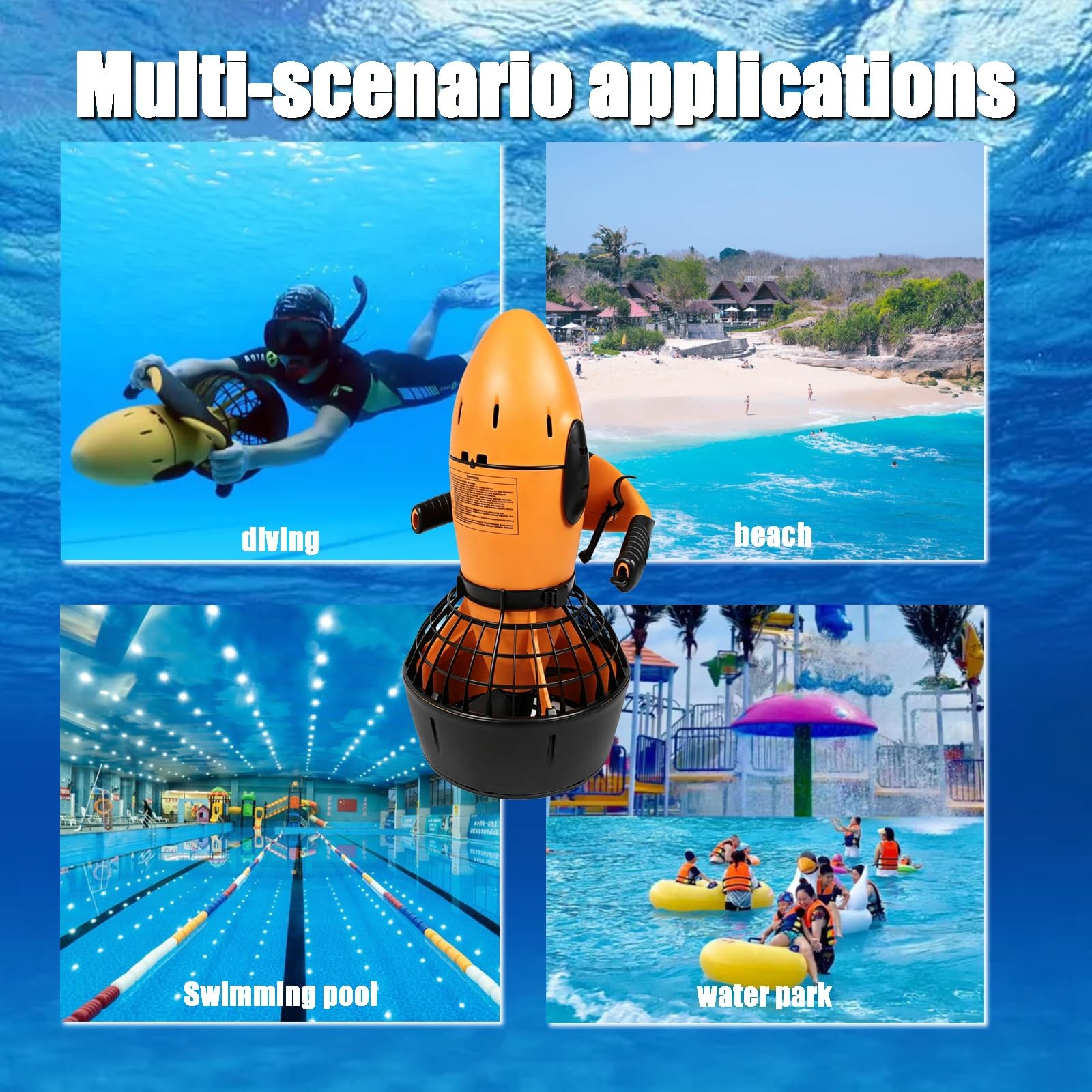 Patinete eléctrico subacuático de 300W/500W,Vehículo Submarino propulsión | Buceo Sea Scooter, Scooter subacuático Inteligente Equipo de Piscina de Aventuras