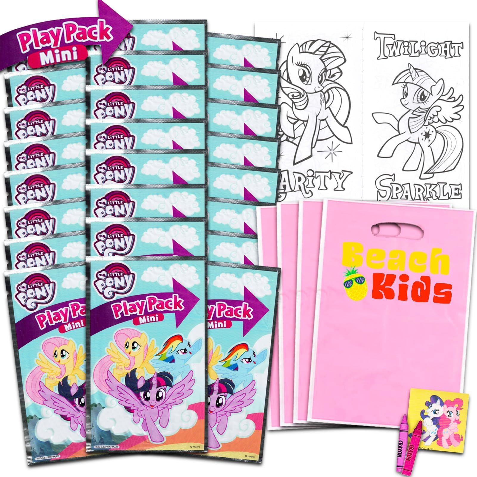 My Little Pony Mini Party Favors Set - Bundle with 24 Mini "MLP" Grab n Go Play Packs with Coloring Pages, Stickers, More Birthday Party Supplies