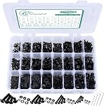447PCS Metric Nuts and Bolts Assortment Kit - M6 M8 Screws Assortment, Assorted Machine Screws Nuts Washers with Hex Wrenches, Grade 10.9 Alloy Steel Black Oxide Button Head Hex Socket Cap Screw Set