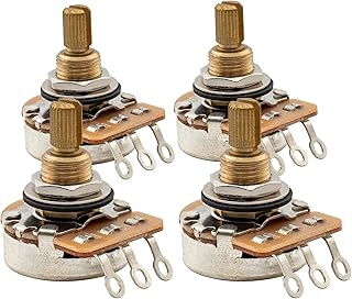 Musiclily Pro A500K+B500K Full Brass Inch Sized Fine 24-Spline Split Shaft Pots Audio Linear Taper Potentiometers for USA Electric Guitar Bass (2A+2B)