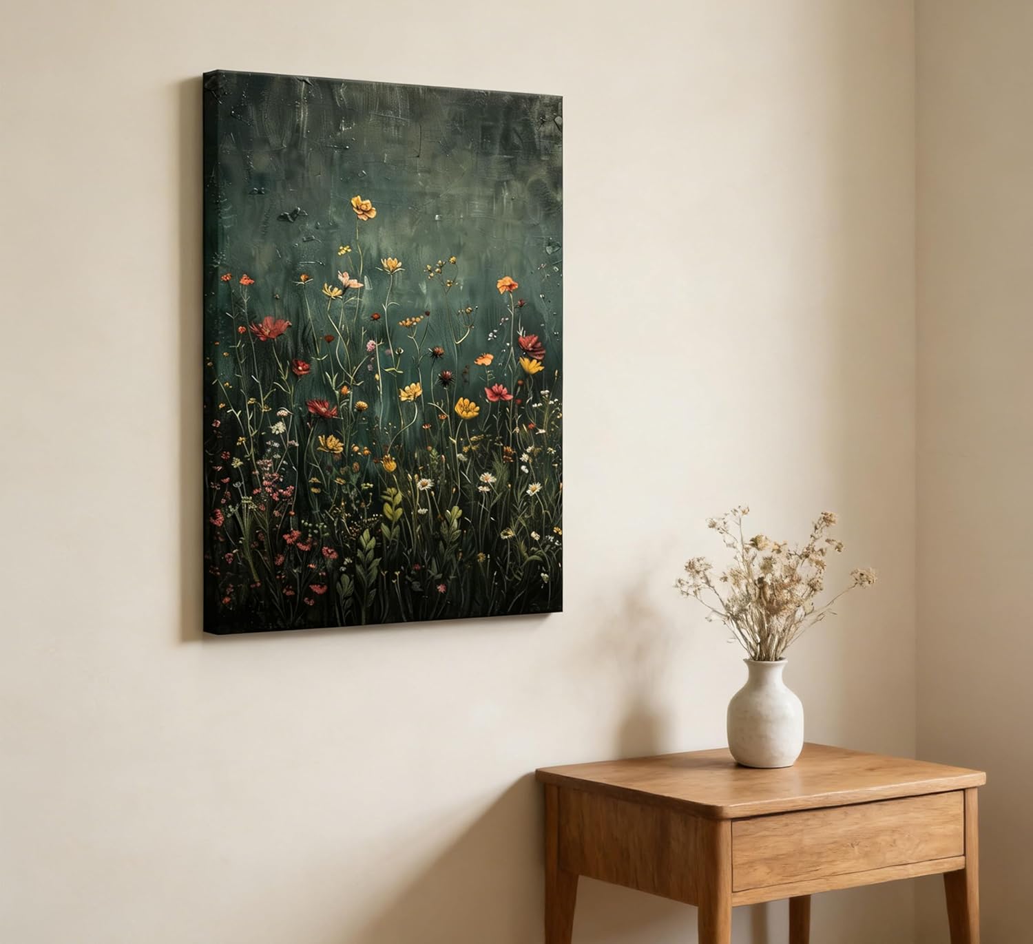 TUTENG Vintage Wildflower Canvas Wall Art Moody Dark Green Flower Botanical Paintings Pictures Wall Decor Nature Floral Farmhouse Landscape Poster Printing for Bedroom Living Room Home Decoration - Image 6