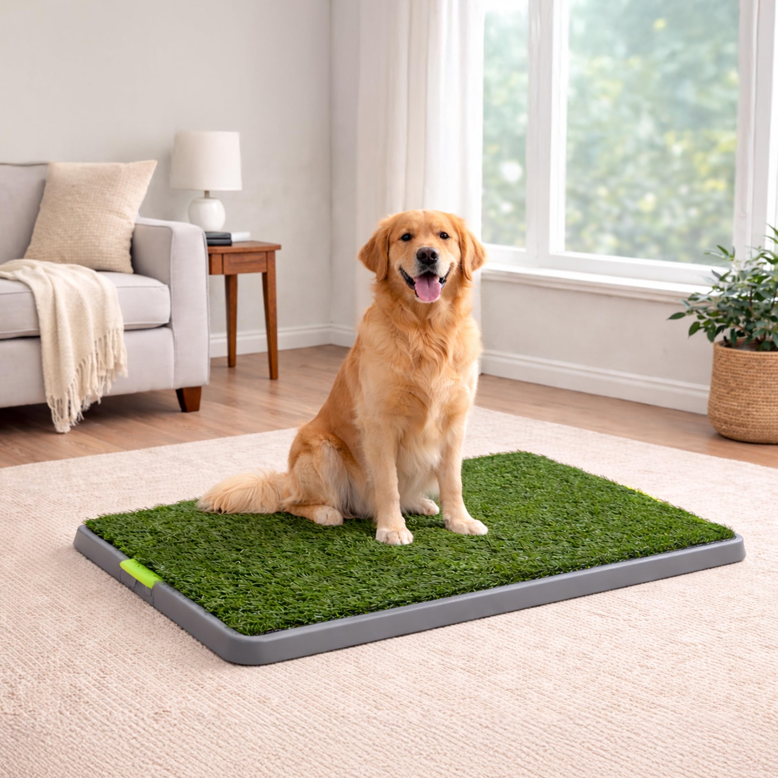 Inodoro para Perros con Césped Artificial, Baño Entrenamiento Interior y Exterior 67 x 42 x 5 cm, Bandeja Antideslizante con Drenaje, Reutilizable y Fácil de Limpiar para Cachorros y Perros Adultos