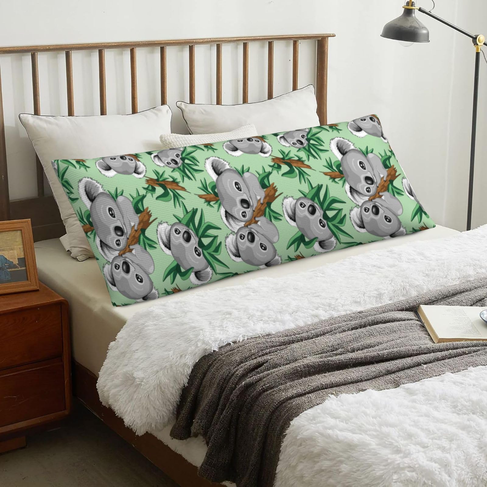 Cute Koala, Body Pillow Cover with Zipper,Long Body Pillowcase 20 x 60 in
