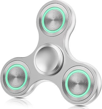 Glowing Fidget Spinner, Metal Light Up Fidgets Toys | Silent, Durable, Light Up, 3-8 Min Spins Time, EDC ADHD Stress Anxiety Relieves