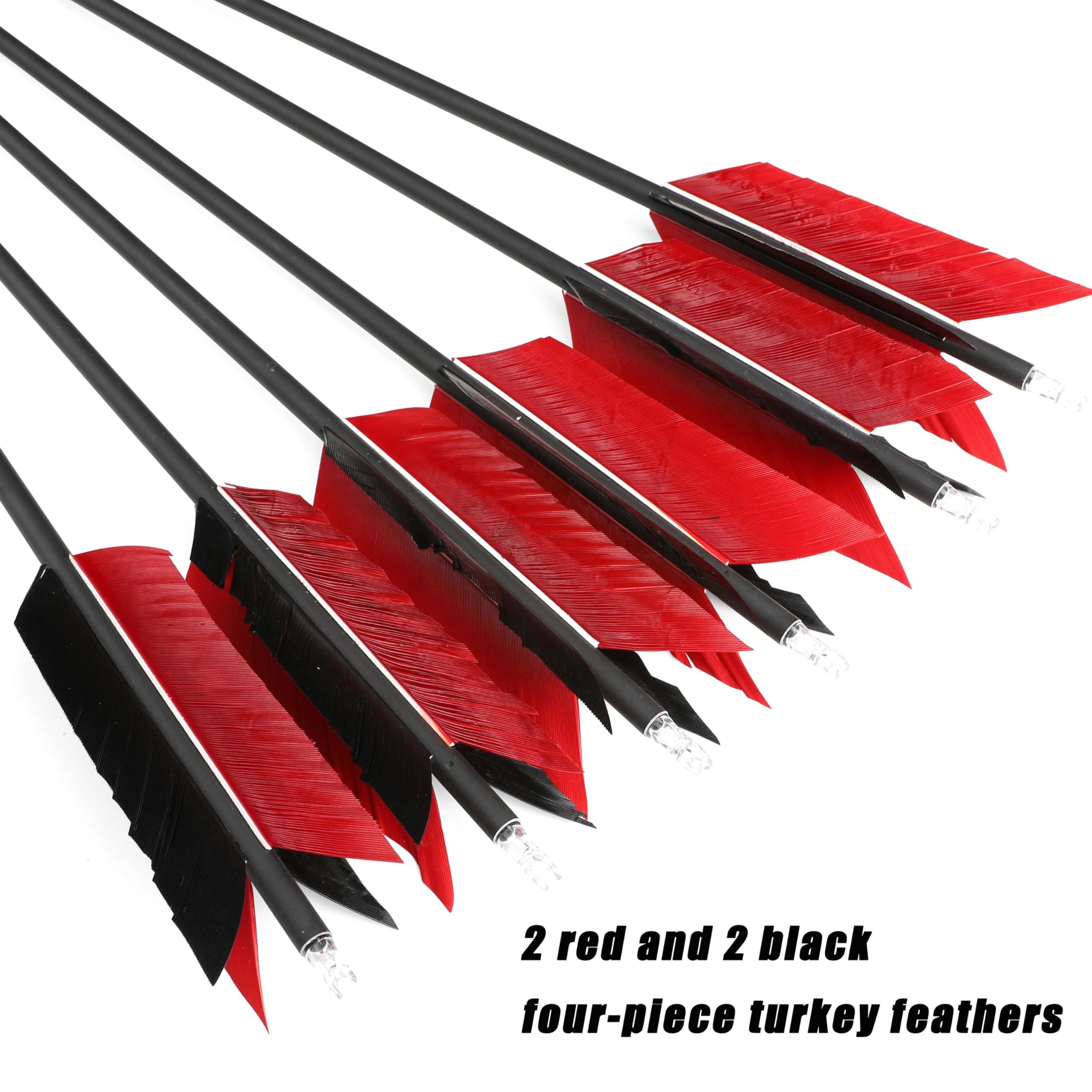 Bogenschießen 30 Zoll Carbonpfeil Flu-Flu Pfeil mit 4pcs Truthahnfedern Befiederung 500 Spine Jagd Zielpfeil für Compound Bogen Recurve Bogen 6/12pcs