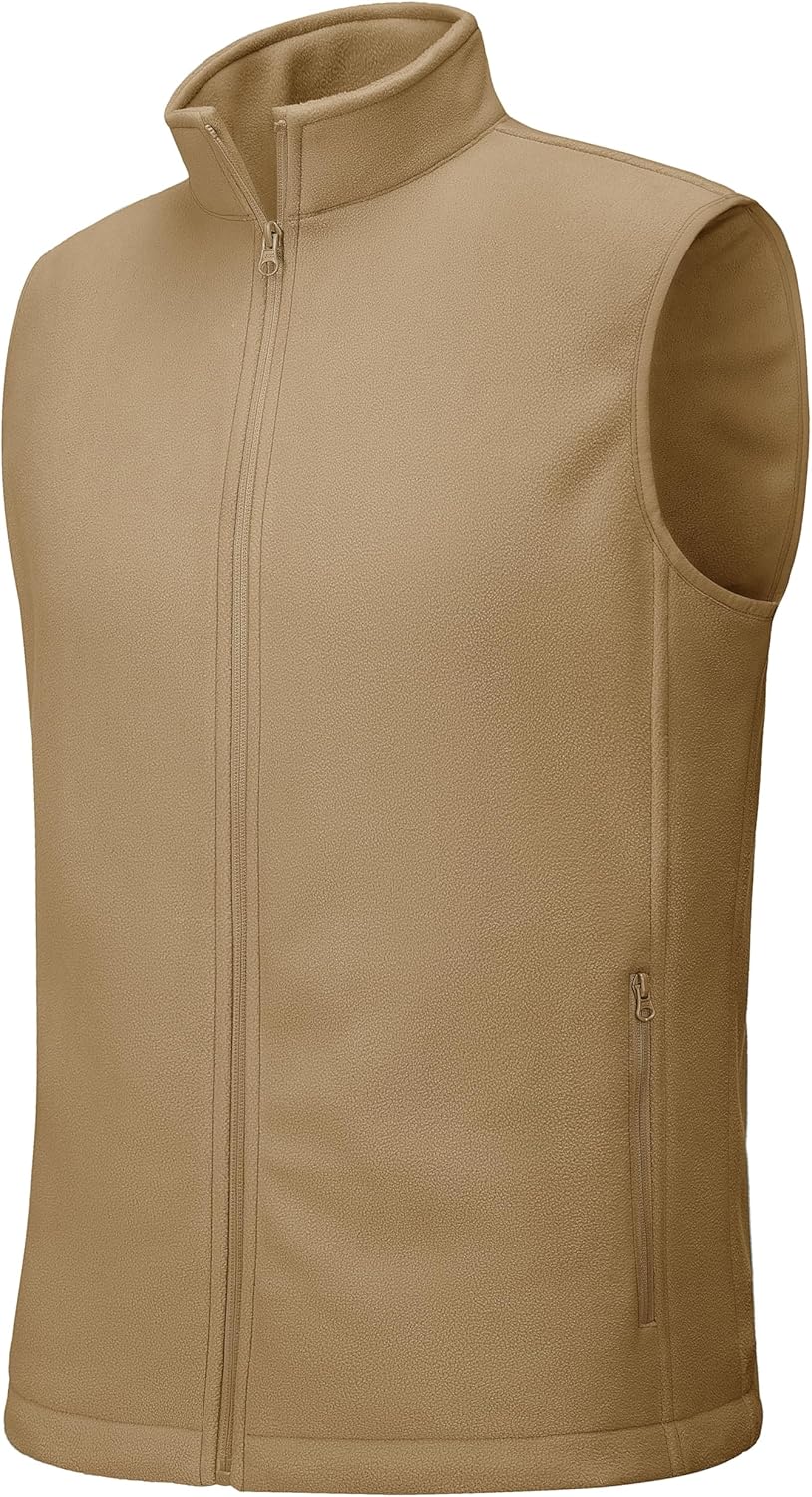 MAGCOMSEN Men’s Fleece Vests Zip Up Sleeveless Vest with Pockets Winter Warm Outerwear Jacket for Hiking Outdoor Golf