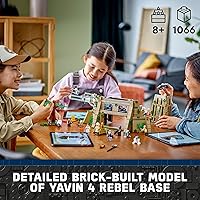 Vista 2 de LEGO Star Wars Una Nueva Esperanza Base Rebelde de Yavin 4, juego de Star Wars con sala de comando, escenario de ceremonia de medallas, caza estelar