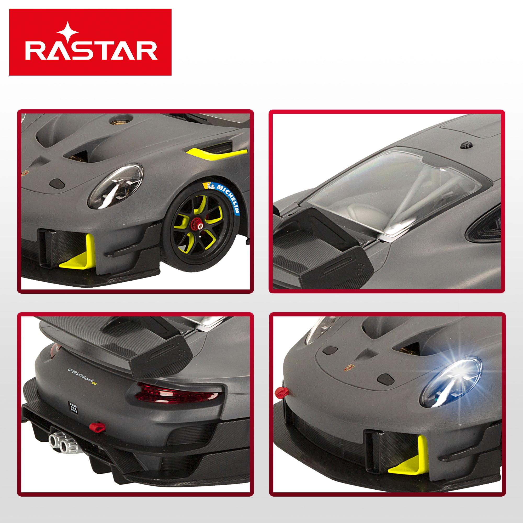 ColorBaby Rastar samochód zdalnie sterowany, Porsche 911 GT2 RS Clubsport 25, oficjalna licencja, skala 1:14, ze światłem, samochody zdalnie sterowane, pojazd zdalnie sterowany, pilot (41275)