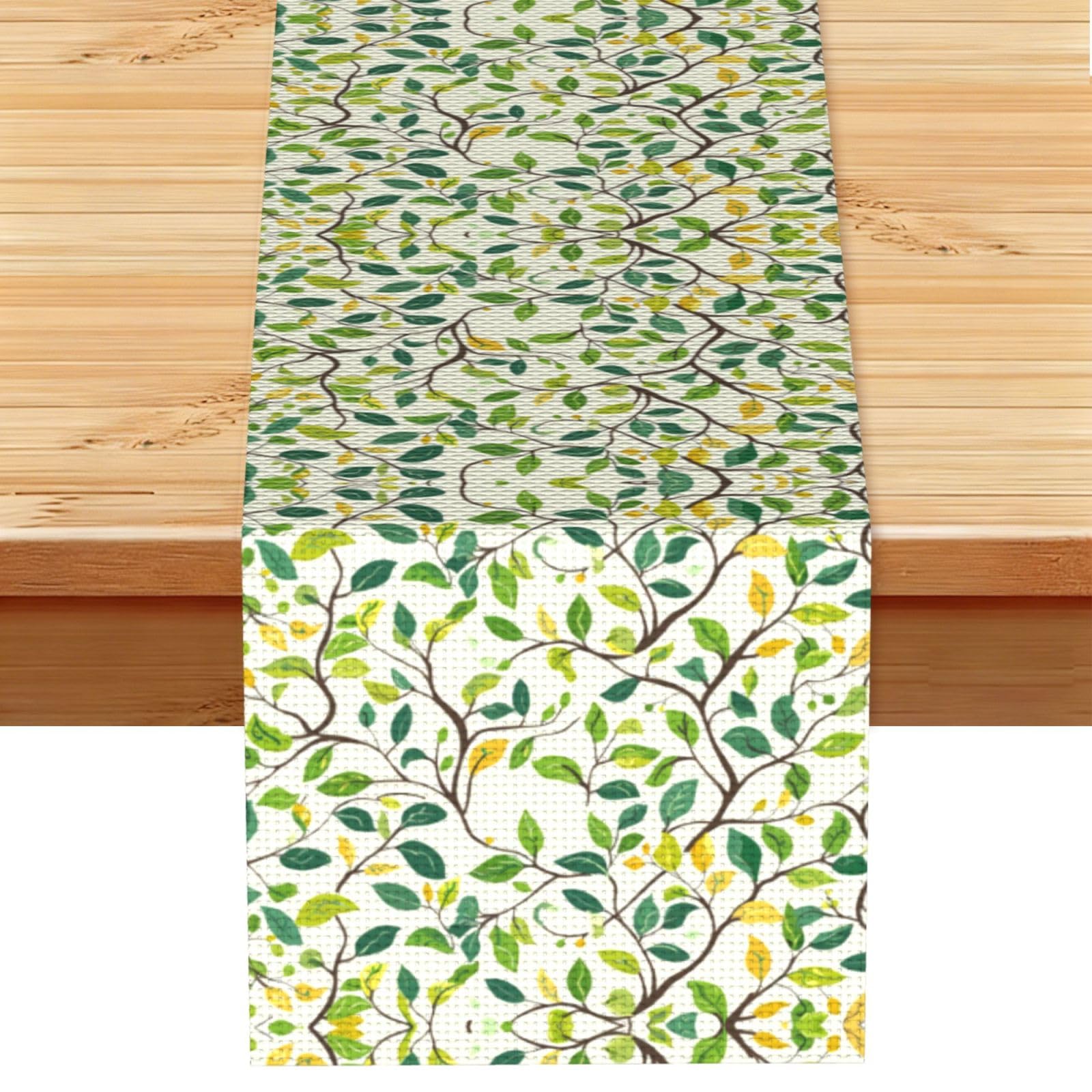 Fresh green leafed vine Printed Table Runner 13 x 72, Wrinkle Resistant Decor for Dining Table Coffee Table Fireplace