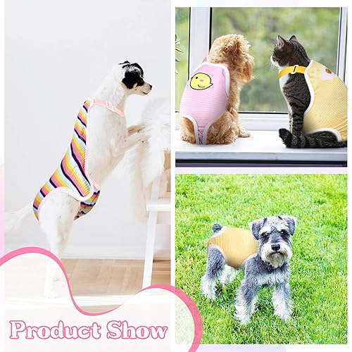 Miniatura 5 de 3 piezas de pañales sanitarios a rayas con tirantes ajustables, lavables, reutilizables, para cachorros, ropa interior linda para mascotas, overol