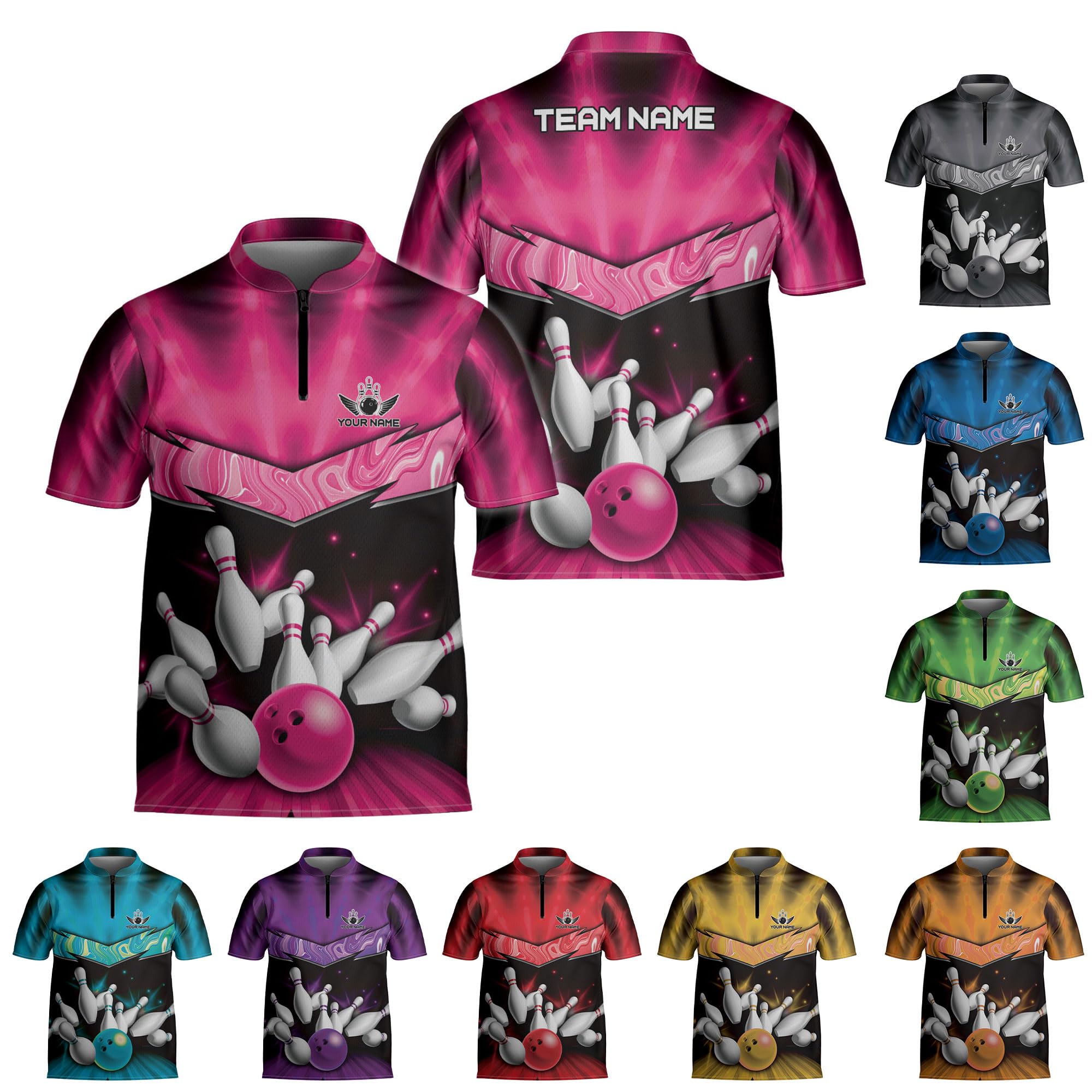 Generic Homedesign Personalized Bowling Jersey Gift 3D Custom Bowling Shirts for Team Name Bowl Bowler Shirt Unisex Cool Men Women (Polyester Blend, C1), Small-5X-Large