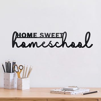 Home Sweet Homeschool Decor Wall Sign Wood Homeschool Room Decor Words Kindergarten Homeschool Supplies Classroom Decorations Preschool Wall Decor for Toddlers Gift for Boys Girls Kids Wall Decor B