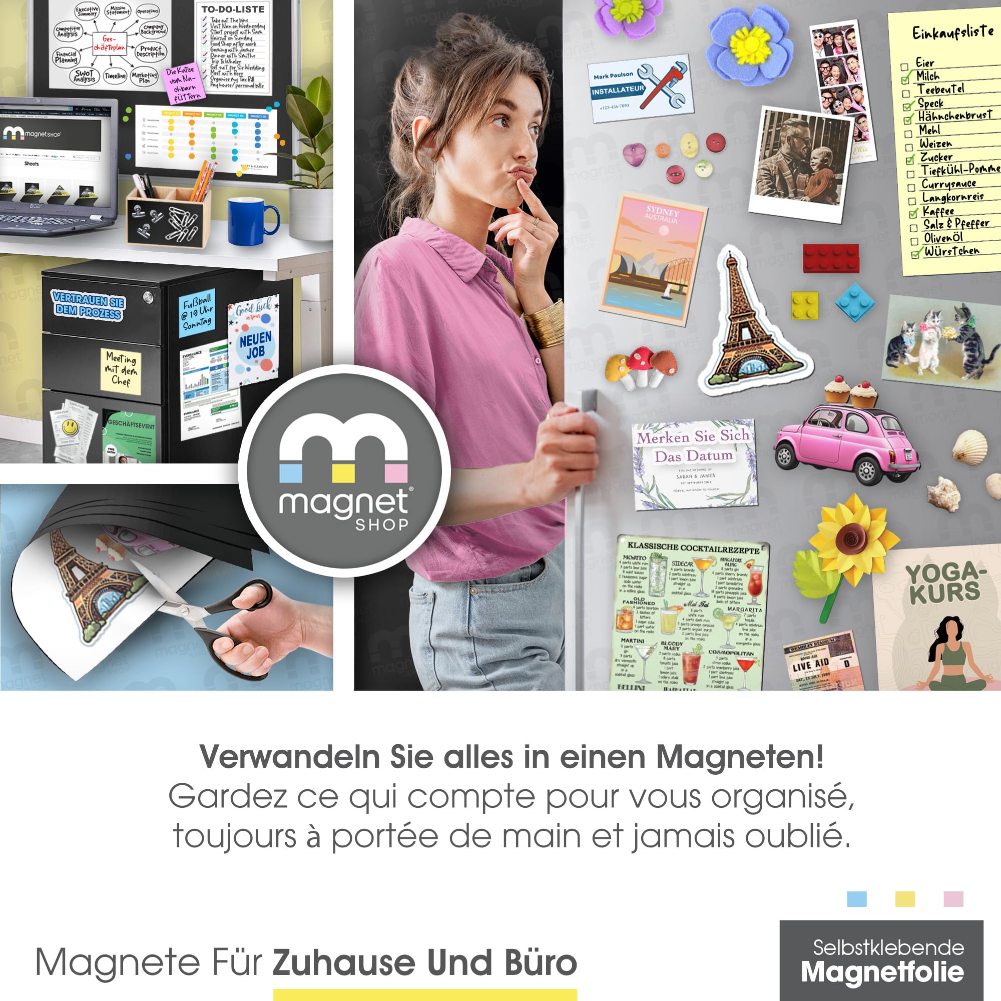 TMS Feuilles magnétiques autocollantes | Pour le rangement de matrices magnétiques, travaux manuels, voitures, taxis, véhicules, fabrication de panneaux