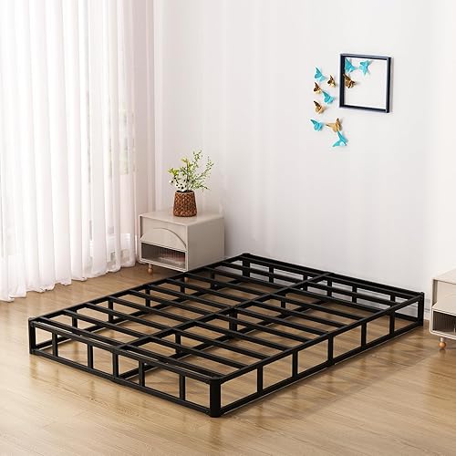 Miniatura 5 de Upcanso Base de cama California King de 7 pulgadas, base de colchón de metal de perfil bajo con cubierta de tela, base de colchón de capacidad