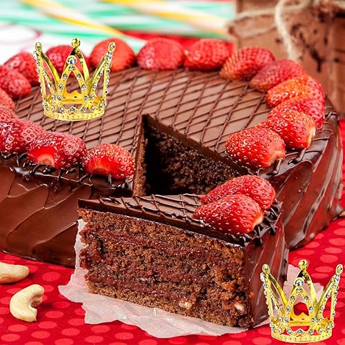 Miniatura 6 de Juego de 29 adornos dorados para tartas, 4 coronas, 24 piezas de decoración de mariposa dorada en 3D, 1 adorno de pastel de feliz cumpleaños, mini