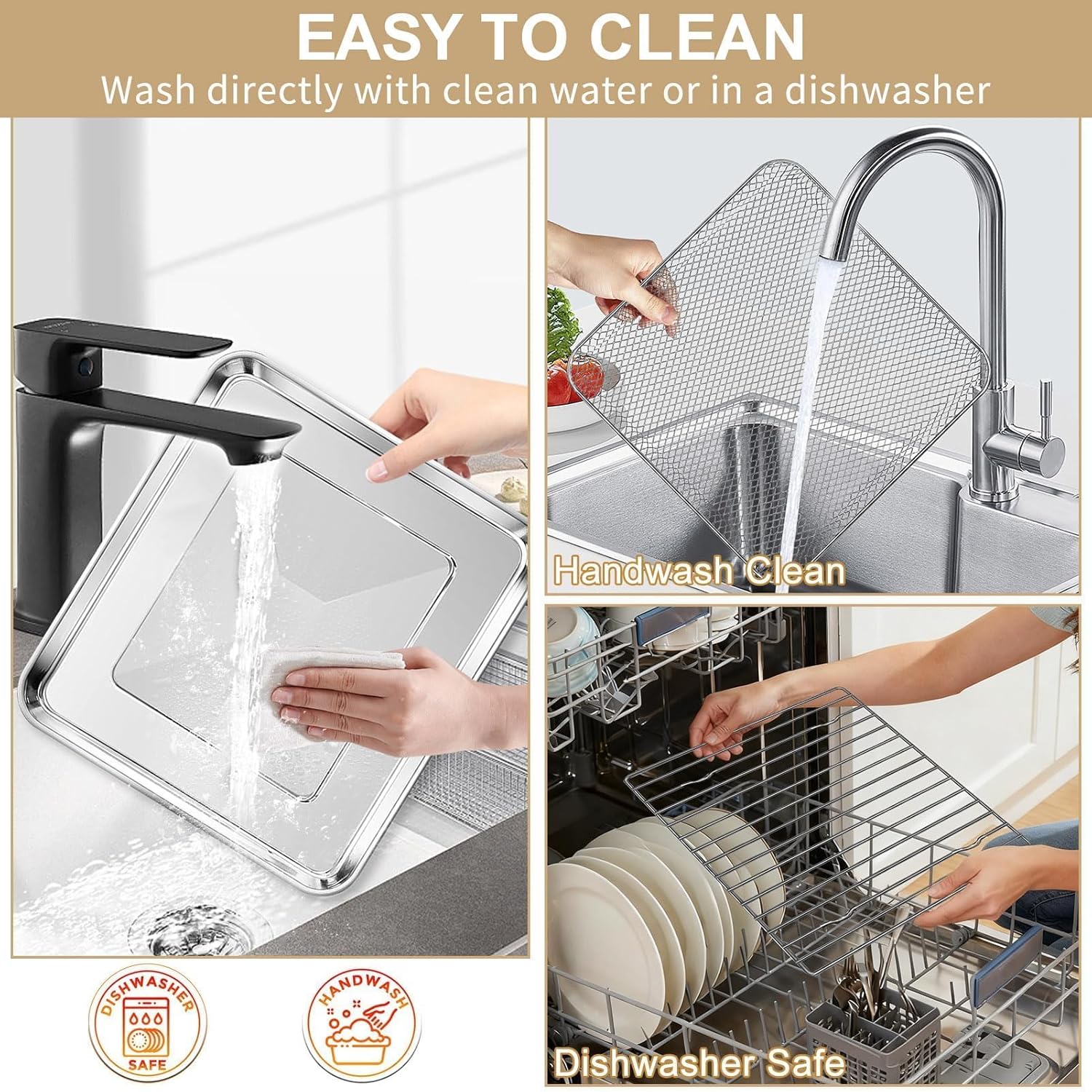 Toaster Oven Replacement Parts for Gourmia GTF7655 GTF7460 GTF7465, 3 IN 1 Basket Tray Rack Kit for Gourmia Digital Toaster Oven Air Fryer French Door17 Cooking Presets 1700W 24L