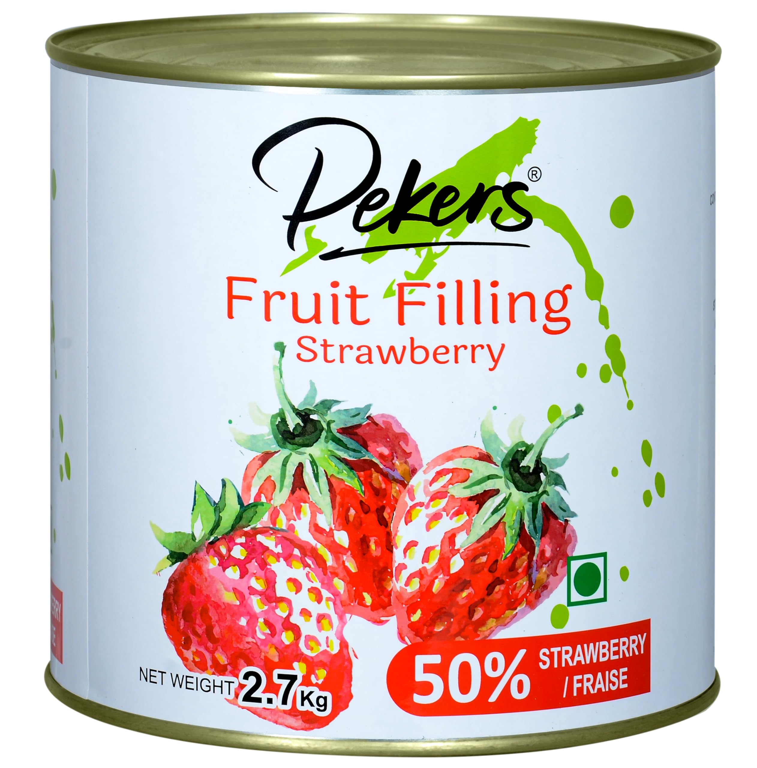 Pekers Fruit Filling Strawberry Fruit Filling, 2.7 kg (Pack of 1) for Cakes, Pastries, Pies Desserts and more, pudding (Strawberry)