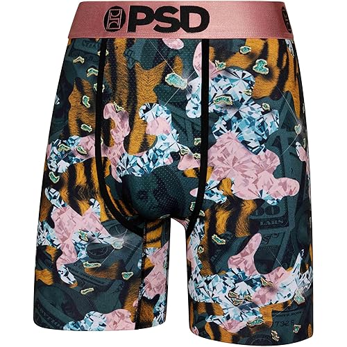 PSD Underwear Men's Stretch Elastic Wide Band Boxer Brief Underwear Bottom | Breathable, 7 inch Inseam |