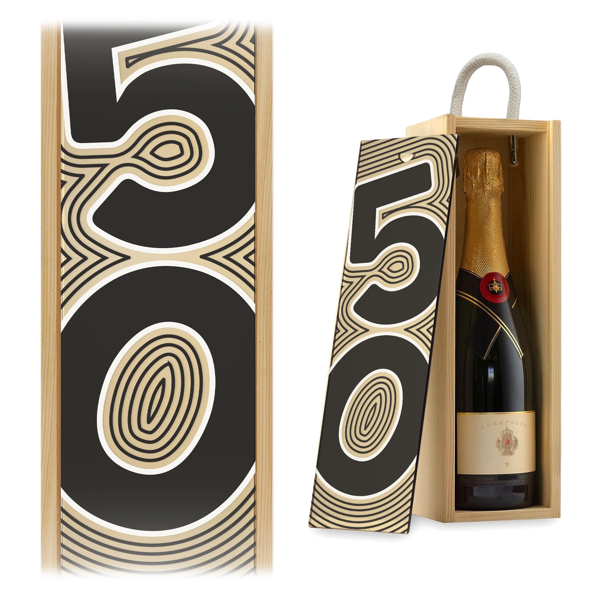 A1 Graphics Ltd 50th Birthday Champagne Wine Gift Box Milestone Birthday Gift For Him Her (Gold Mirror, Black Box)