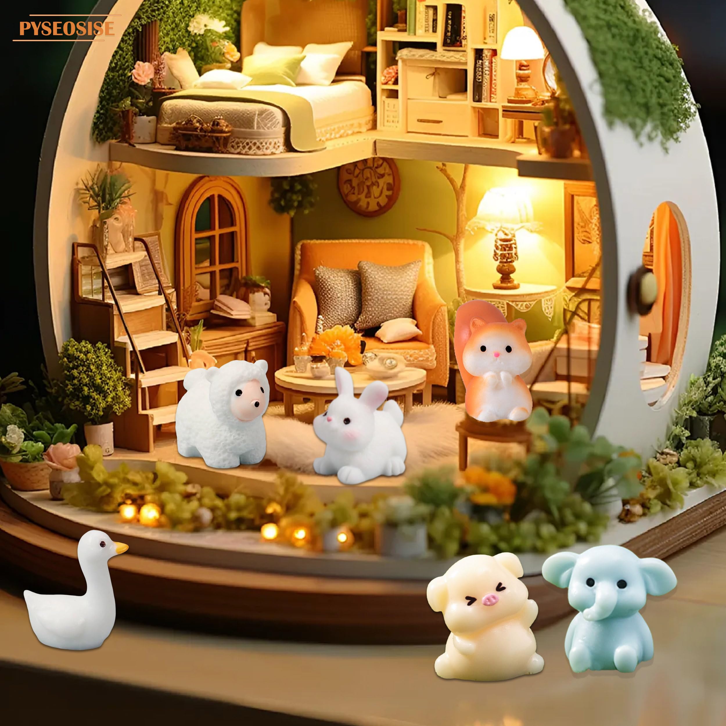 Ouubuuy 110 Stück Mini Feengarten Zubehör Tiere Miniatur Figuren Micro Landschaft Zubehör Ornamente DIY Kit