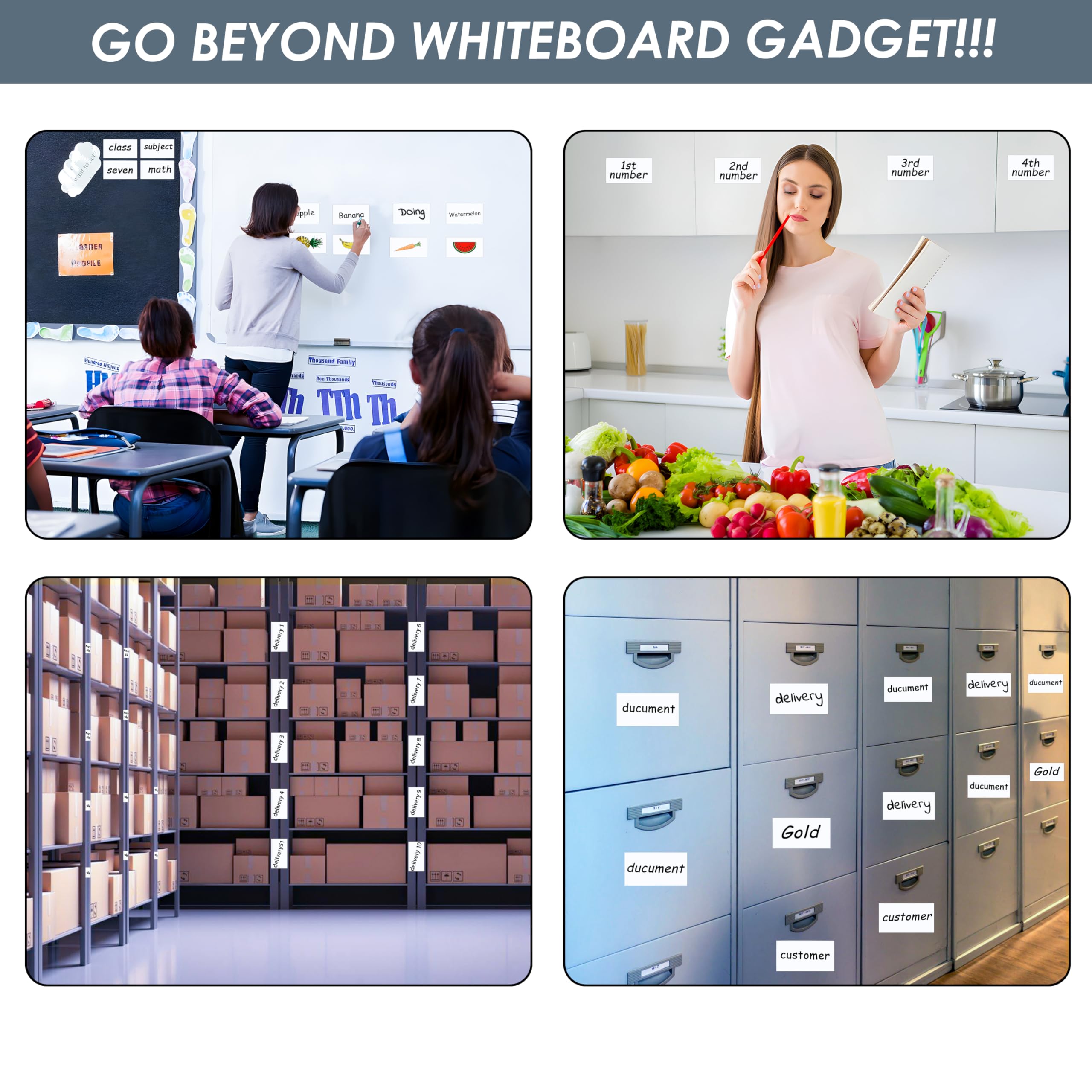 SweetCiervo Magnetic Labels 5x3 28-Pack - Highly Durable and All-Purpose Dry Erase Magnetic Labels for Office, Classroom, Home, Organizers. Whiteboard Blank Magnet Stickers and Magnetic Name Tags. - Image 6