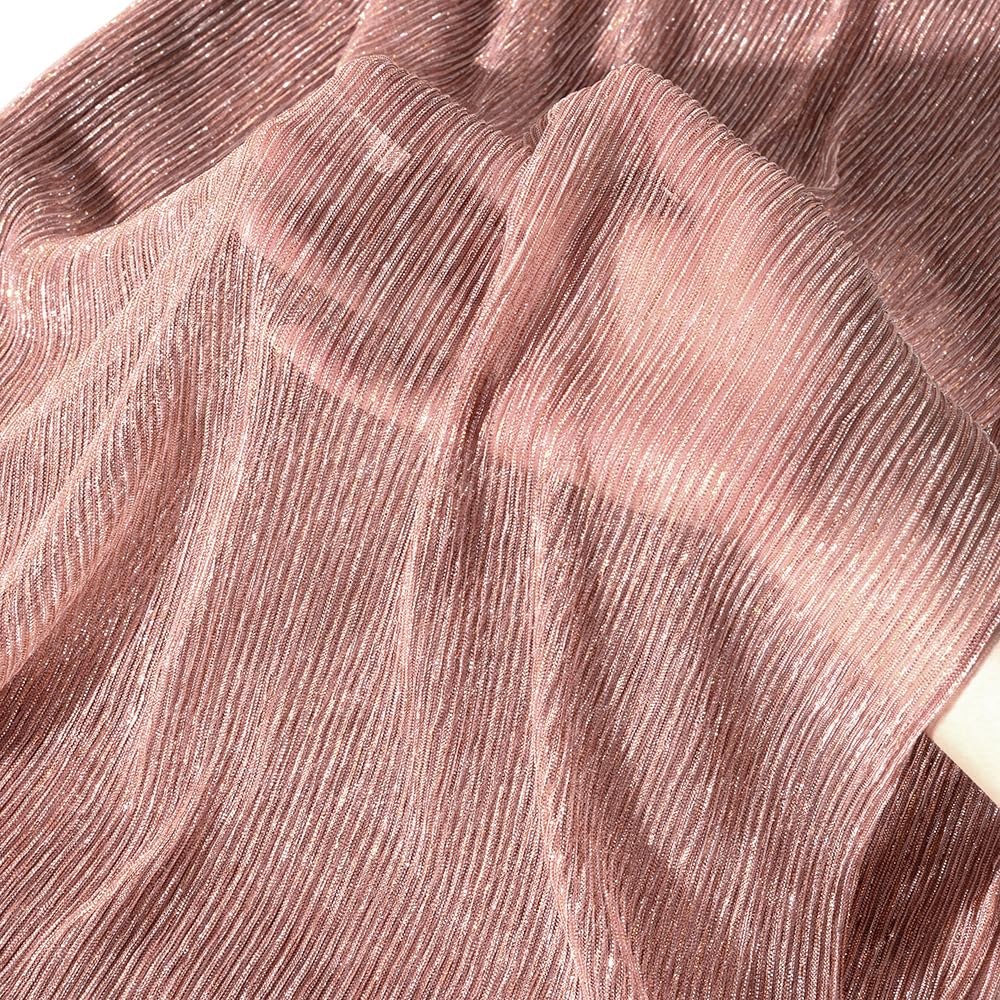 Tessuto elasticizzato in tulle rosa e oro, largo 145 cm, con paillettes lucide, 4,5 m, morbido tessuto di tulle scintillante, al metro per decorazioni per feste, spose, matrimoni, confezioni