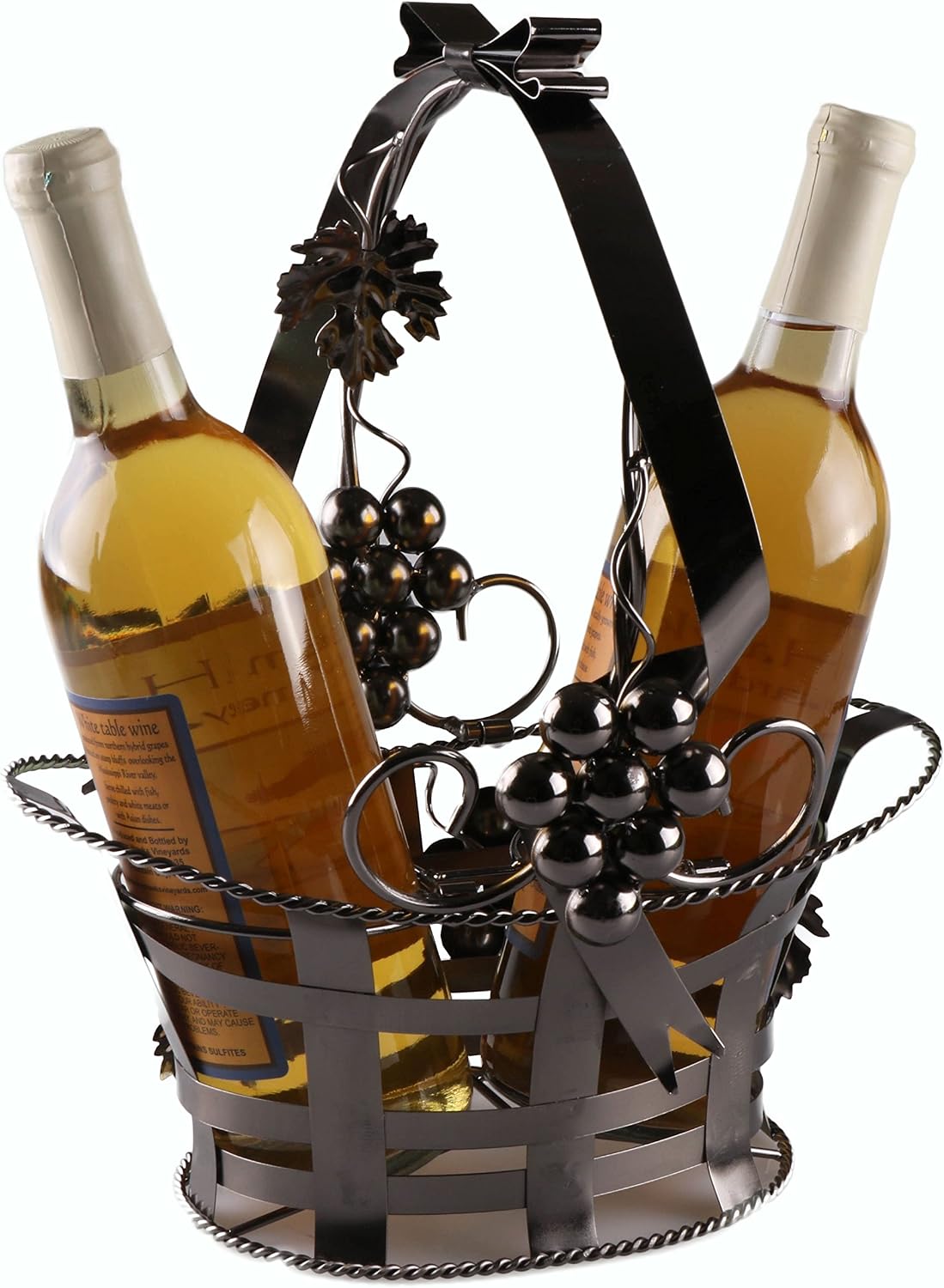 Clever Creations Metal Wine Bottle Holder, Vintage Figurine Wine Rack Décor for Tables, Shelves and Countertops, Fruit Basket