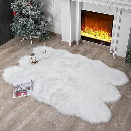 Faux Sheepskin Rug 4x6 - Plush Shag Soft and Fluffy