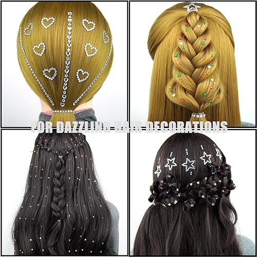 Miniatura 10 de Calcomanías autoadhesivas de diamantes de imitación con números de corazón, letras de estrellas y diamantes de imitación, calcomanías de diamantes